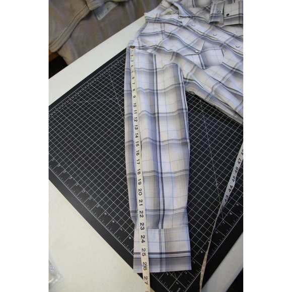 American Rag CIE /Polo long sleeved/ (Size M)/White with Blue and Black Stripes - Picture 13 of 13